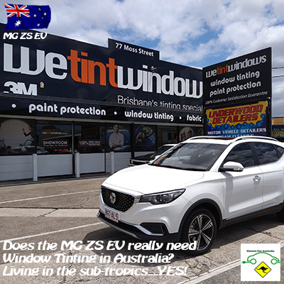 Picture of MG ZS EV with tinted window introducing Elec Car Australia YouTube Video on Car Tinting